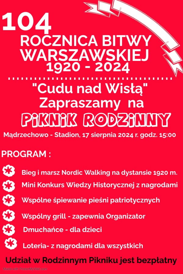 W Mądrzechowie, w gminie Bytów w sobotę 17 sierpnia odbędzie się piknik rodzinny