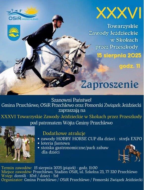 Jutro (15.08) w Przechlewie Towarzyskie Zawody Jeździeckie w Skokach przez Przeszkody
