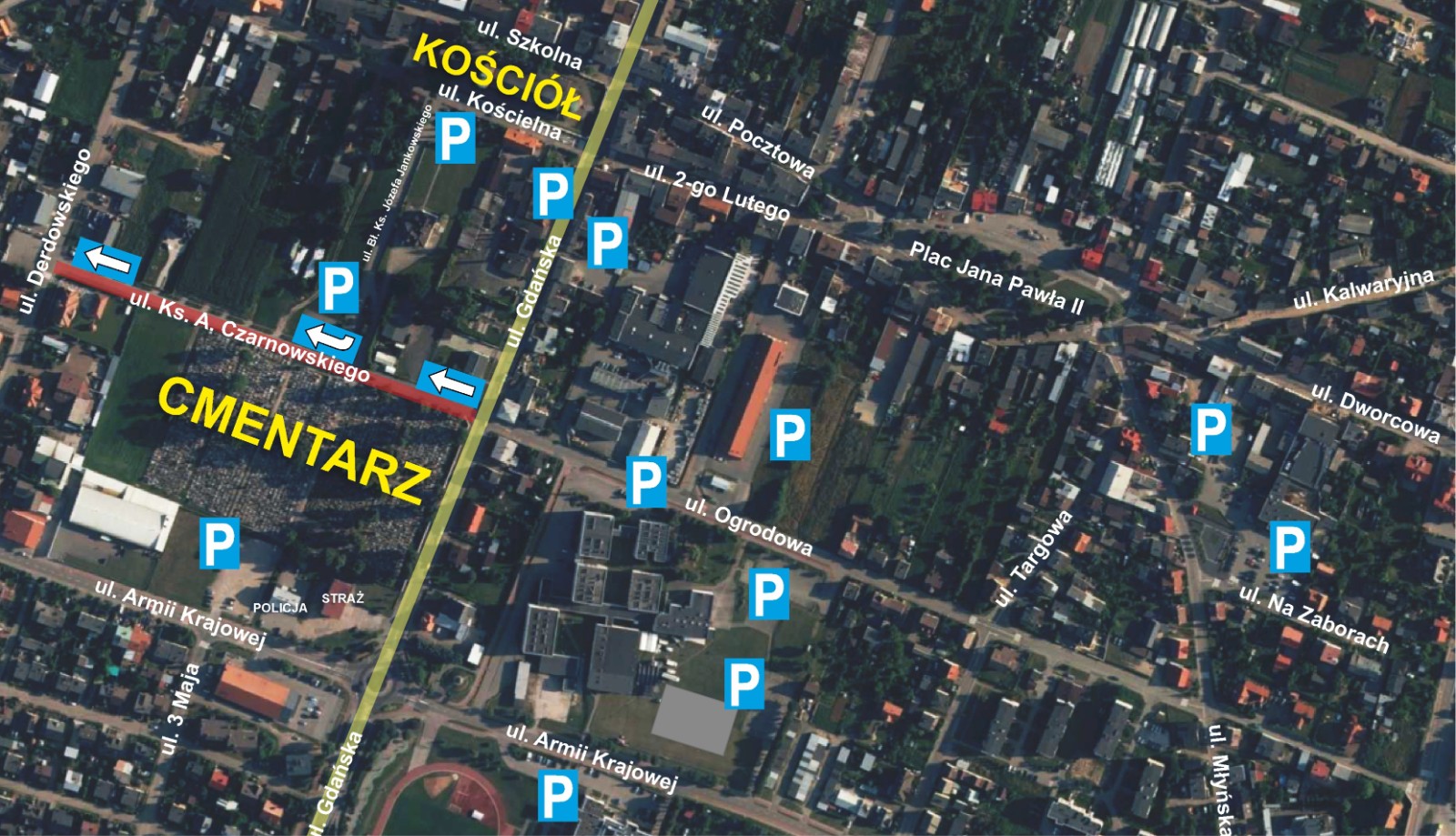 Od dzisiaj (31.10) wprowadzono czasowe zmiany organizacji ruchu przy cmentarzu w Brusach