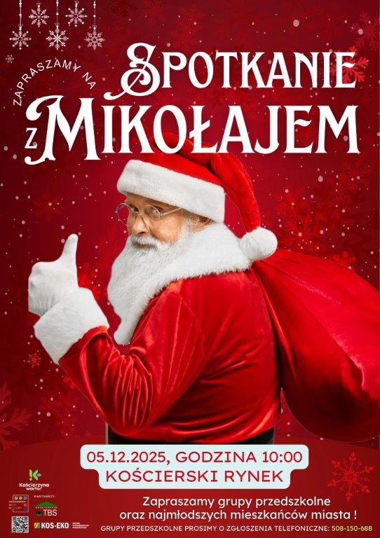 Święty Mikołaj odwiedzi w piątek 5 grudnia Kościerzynę. Spotka się z najmłodszymi mieszkańcami na rynku