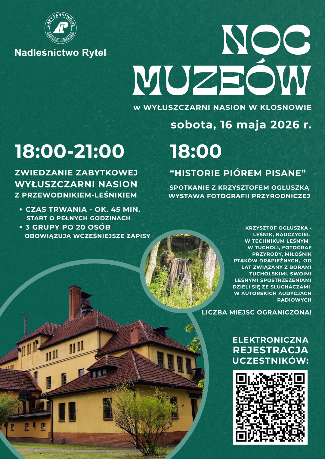 Noc muzeów w zabytkowej wyłuszczarni nasion w Klosnowie. Będzie zwiedzanie obiektu oraz wykład Krzysztofa Ogłuszki